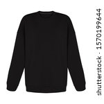 Small photo of Beautiful black colored baggy unisex sweatshirt, for design, blank, mockup, clipping, ghost mannequin, isolated on white background