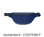 Bright sporty dark blue waist bag, front view, blank, mock-up, clipping path isolated on white background