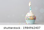 Birthday cupcake with pastel...
