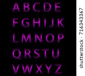 violet neon alphabet. glowing... | Shutterstock .eps vector #716343367