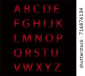red neon alphabet. glowing... | Shutterstock .eps vector #716876134