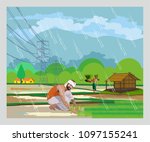indian paddy agriculture | Shutterstock .eps vector #1097155241