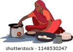 indian village woman cooking... | Shutterstock .eps vector #1148530247