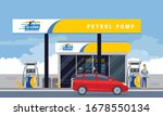 petrol pump. worker filling... | Shutterstock .eps vector #1678550134