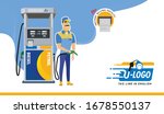 petrol pump. worker filling... | Shutterstock .eps vector #1678550137