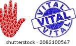 Vector Stop Hand Icon Mosaic Is ...