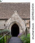 Small photo of Biddestone, UK. October 2020. Entrance to St Nicholas Church in the pretty village of Biddestone near Chippenham in the Cotswolds, Wiltshire UK.