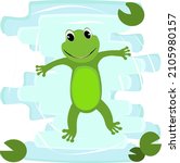 Cartoon Green Frog Swimming Fun ...