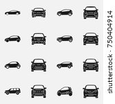 set of various cars front and... | Shutterstock . vector #750404914