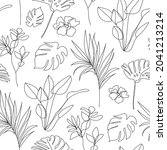 vector tropical  flower linear... | Shutterstock .eps vector #2041213214