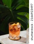 Small photo of Negroni, an italian cocktail, an aperitif, first mixed in Firenze, Italy, in 1919. Count Camillo Negroni asked to strengthen his Americano by adding gin rather than normal soda water.