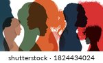 silhouette profile group of men ... | Shutterstock .eps vector #1824434024