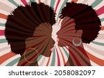 portrait silhouette 2 faces of... | Shutterstock .eps vector #2058082097