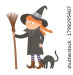 cute vector witch. halloween... | Shutterstock .eps vector #1798295407