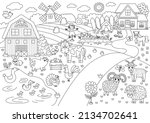 vector black and white farm... | Shutterstock .eps vector #2134702641