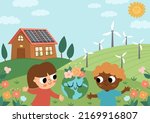 vector eco life scene with cute ... | Shutterstock .eps vector #2169916807