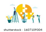 business teamwork with pieces... | Shutterstock .eps vector #1607109304
