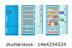 flat fridge vector. closed and... | Shutterstock .eps vector #1464254324