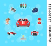 flat car racing icons... | Shutterstock . vector #1513044881
