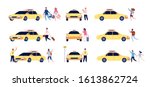 characters and taxi. person car ... | Shutterstock .eps vector #1613862724