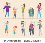 people water drinking. young... | Shutterstock .eps vector #1681242364