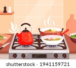 kitchen cooking. boiling in... | Shutterstock .eps vector #1941159721