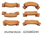 cartoon brown wooden plate and... | Shutterstock .eps vector #623680244