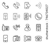 thin line icon set   phone ... | Shutterstock .eps vector #746734027