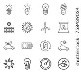 thin line icon set   bulb  sun... | Shutterstock .eps vector #758439034