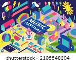 isometric 3d music event... | Shutterstock .eps vector #2105548304