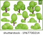 3d trees and bushes. set vector ... | Shutterstock .eps vector #1967730214