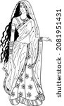 indian bride black and white... | Shutterstock .eps vector #2081951431