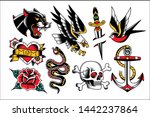 vector set of old school tattoo ... | Shutterstock .eps vector #1442237864