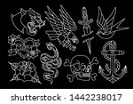 vector set of old school tattoo ... | Shutterstock .eps vector #1442238017