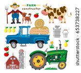 Set Of Cartoon Farm Elements...