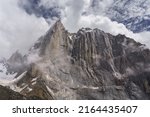 Small photo of The huge mountain wall of Amin Brakk, harder to climb than Trango towers, in the remote Karakorum