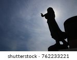 silhouette the big buddha... | Shutterstock . vector #762233221