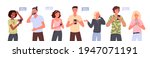people with smartphone set ... | Shutterstock .eps vector #1947071191