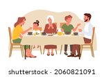 family people eat dinner at... | Shutterstock .eps vector #2060821091