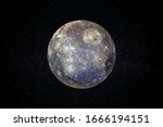 Planet Mercury in the Starry Sky of Solar System in Space. This image elements furnished by NASA.