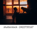 Silhouette of a small child and ...