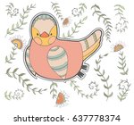 cute cartoon chicken and... | Shutterstock .eps vector #637778374