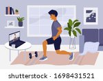 stay home  keep fit and... | Shutterstock .eps vector #1698431521