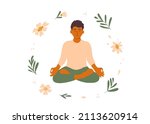 young male meditating sitting... | Shutterstock .eps vector #2113620914