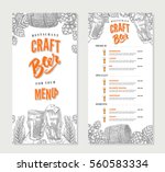 Alcoholic beverages restaurant menu template with different sorts of beer in engraving style vector illustration