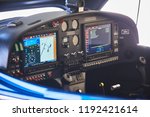 View of the cockpit of a small private airplane