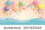 top view beach background with... | Shutterstock .eps vector #1017625264