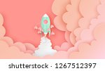 spacecraft start up to sky with ... | Shutterstock .eps vector #1267512397