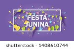 rectangle frame of festa junina ... | Shutterstock .eps vector #1408610744