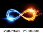 Fire ice infinity sign isolated ...